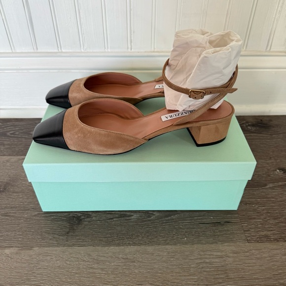 Aquazzura 35mm French Flirt pumps two tone suede sling back - Picture 3 of 8